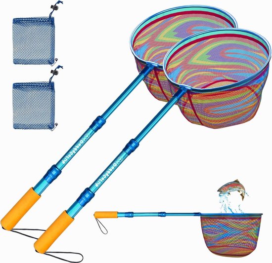 Visnet voor kinderen - ultralicht telescopisch landingsnet - visvangst aas zakje - vangen vis kikker minnow cricket vlinder - strand meer vijver - geschenken jongens meisjes