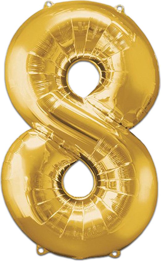 Gouden cijfer 8 ballon.