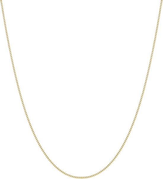 Een slanke, gouden gourmet ketting van 1 mm breed, 45 cm lang.