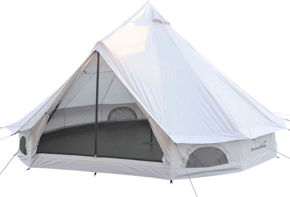 Skandika Tipi 500 voor 10 personen - Camping tent, gerecycled Oxford-tentmateriaal, 300 cm stahoogte, 3000 mm waterkolom, muskietennet, vastgenaaide tentvloer | Glampingtent, festivaltent, familietent