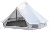 Skandika Tipi 500 Oxford recycelt Tent – Tipitenten – Tipi met schoorsteenopening - Brandvertragend materiaal, 10 personen, 3000 mm waterkolom, ingenaaid grondzeil, muggengaas - Glamping tent, festivaltent – 500 x 300 cm (diameter x hoogte) – beige
