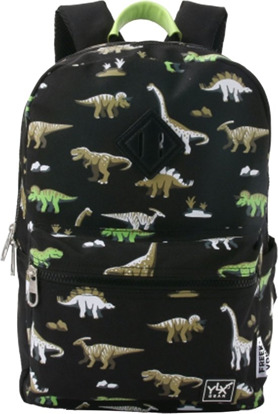 SEASON SALE: YLX Gear & Freek Vonk Rugzak Black & Dino's | Zwart met dino's. Kinderen, jongens, meisjes, basisschool, rugtas, schooltas. Dinosaurus, dieren