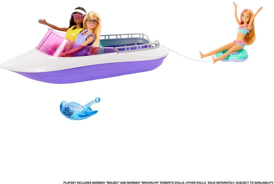 Barbie Meerjungfrauen Power Spielset – Schnellboot 45,7 Cm, 4 Puppen Plätze, Mit Zubehör, Ab 3 Jahren