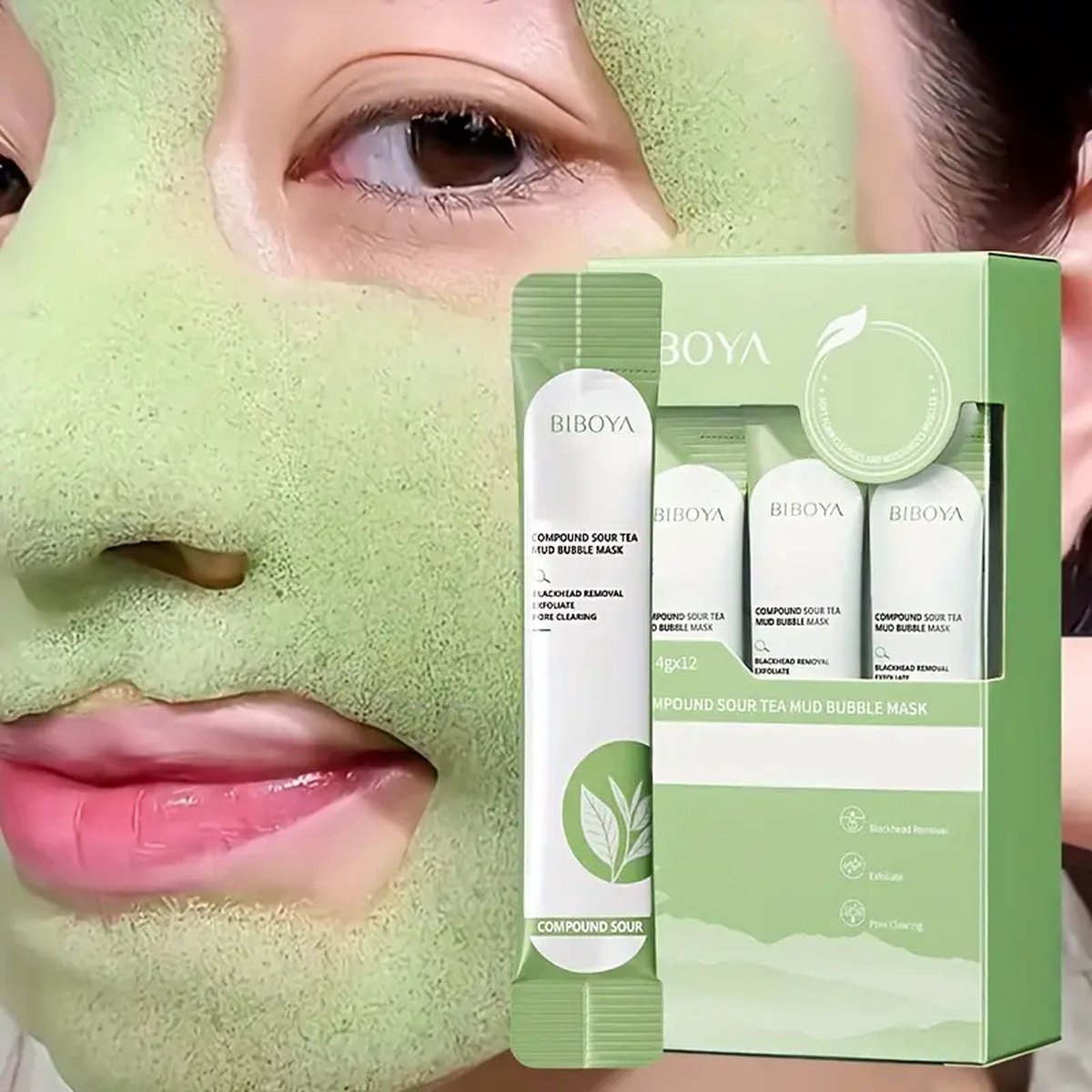 Goedkoopste Theemodder Bellenmasker - 12 Stuks 30g - Diepe Reiniging & Porieverfijning - Verhelderende Hydratatie met Salicylzuur - Melkzuur - Centella Asiatica & Niacinamide - Hypoallergeen Voor Alle Huidtypes