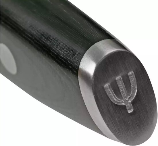 Yaxell Japonais - Série Tsuchimon - Couteau de Chef Santoku - Acier VG10 - 61 HRC - Lame 12,5 cm - 3 Couches d'Acier Damas - Manche Toile-Micarta