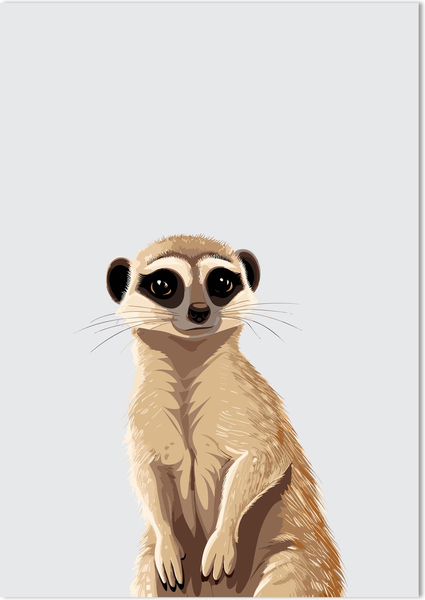 Meerkat Poster 70 x 50 cm - Poster Kinderkamer - Dierenposter - Babykamer decoratie