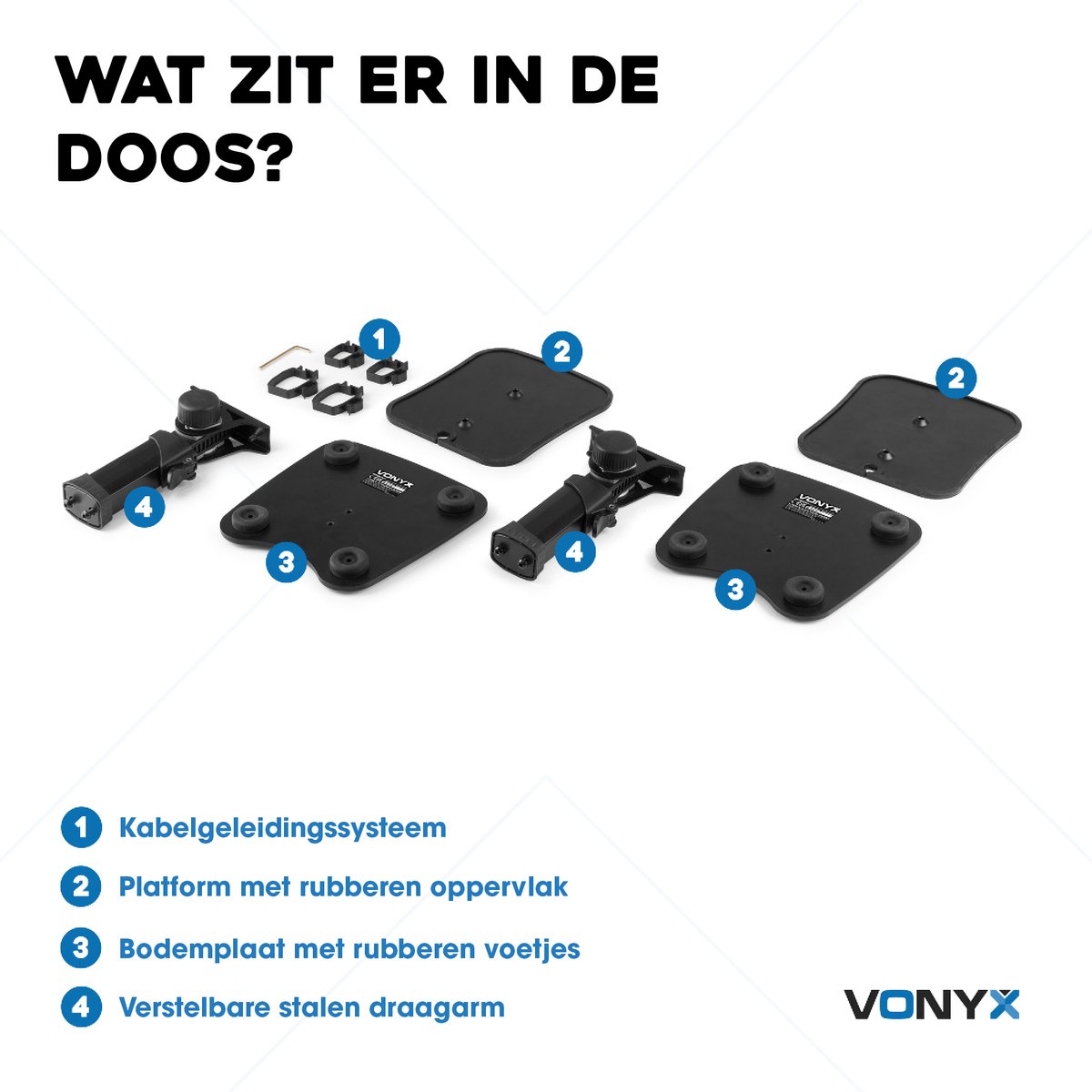 Vonyx SMS30 Supports Enceintes De Monitoring - Hauteur Réglable 23-29,5 Cm, Enceinte 8'', Support Antidérapant, Charge Maximale 15kg, Idéal Pour Optimiser La Projection Du Son Et De L'Écoute