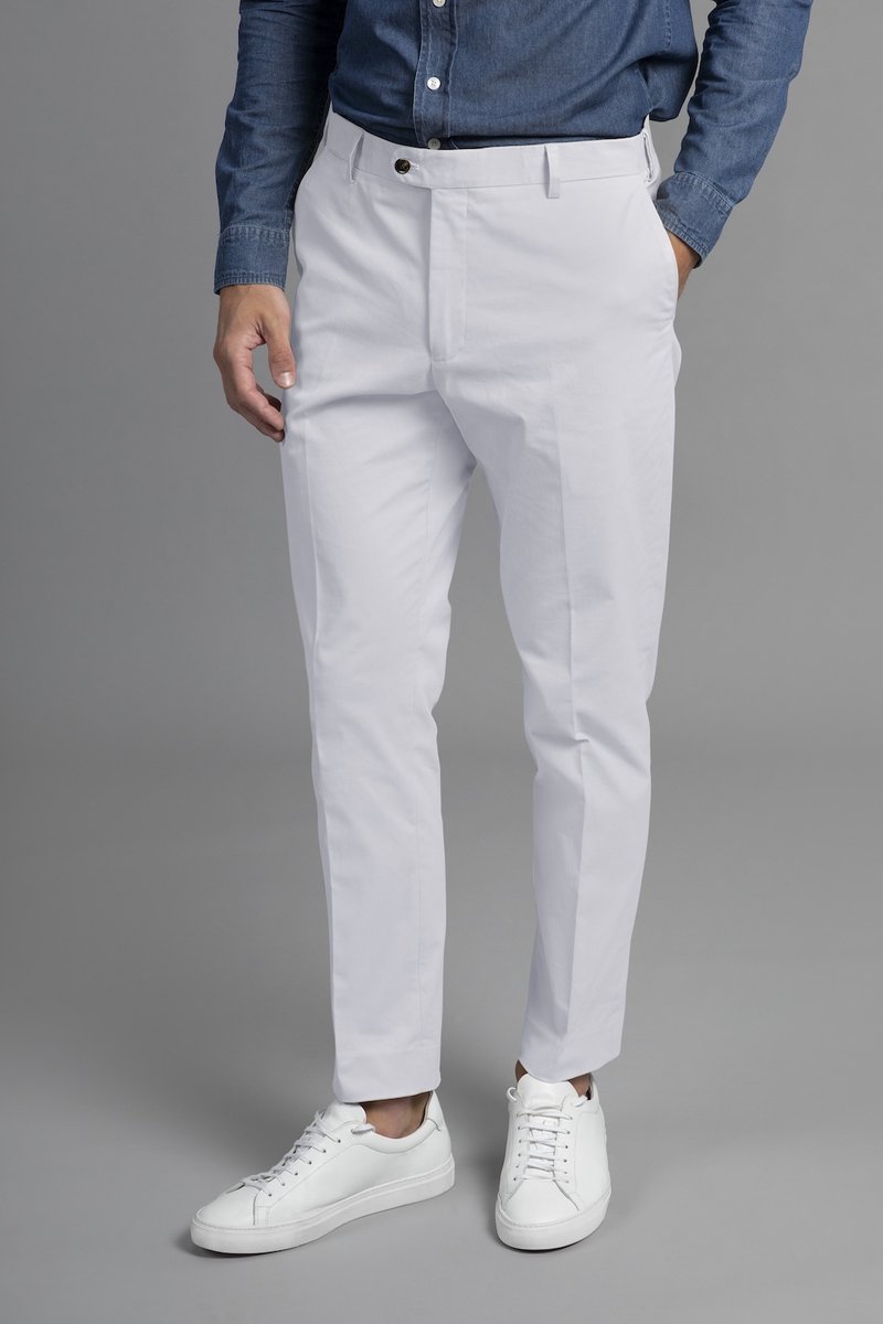 Laurent Vergne - Heren - Broek - Wit - Katoen Stretch - maat 48 - Slim fit