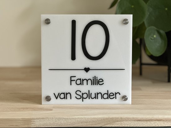 Plaque signalétique porte d'entrée rayure coeur opale