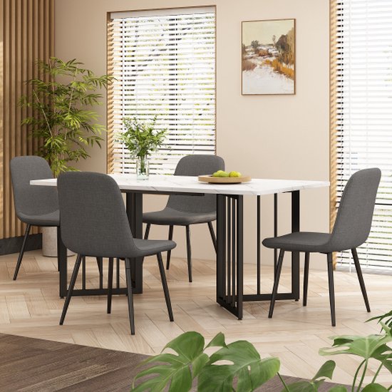 Eettafel EFTALIA Wit marmer 120/150 cm 80 cm
