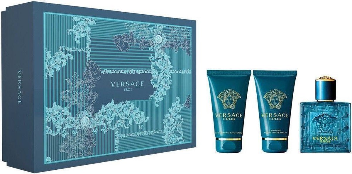 Versace Eros Giftset - 50 ml eau de toilette spray + 50 ml showergel + 50 ml aftershave balm - cadeauset voor heren