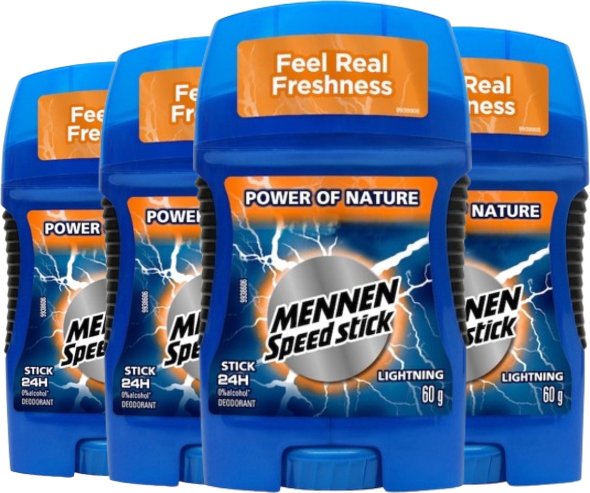 Goedkoopste Mennen Speed Stick Power of Nature Lightning Deodorant Man - 4 x 60g - De natuurlijke frisse deodorant stick voor mannen die langdurig beschermt