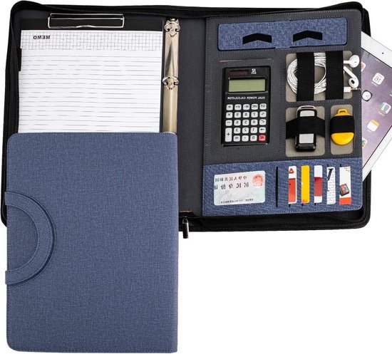 A4 Klembord Folder, Werkmap Portfolio Binder 4 Ringen Lederen Padfolio Portfolio Met Brief Size Schrijven Pad Houder A4 Portfolio Notebook Organizer Voor Interview CV Conferentie