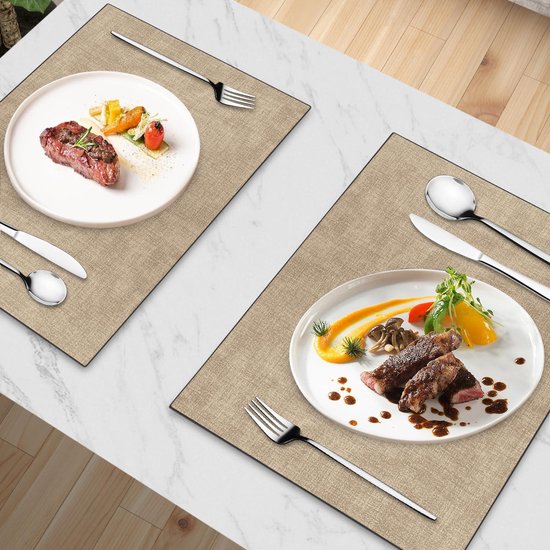 fanquare Kurk Placemats Rechthoekige Placemats en Onderzetter Sets 4 Wit Inkt en Was Schilderij Marmer Place Mats voor Tafel Waterdicht Hittebestendige Tafelmatten voor Keuken Huisdecoratie 41 * 31cm