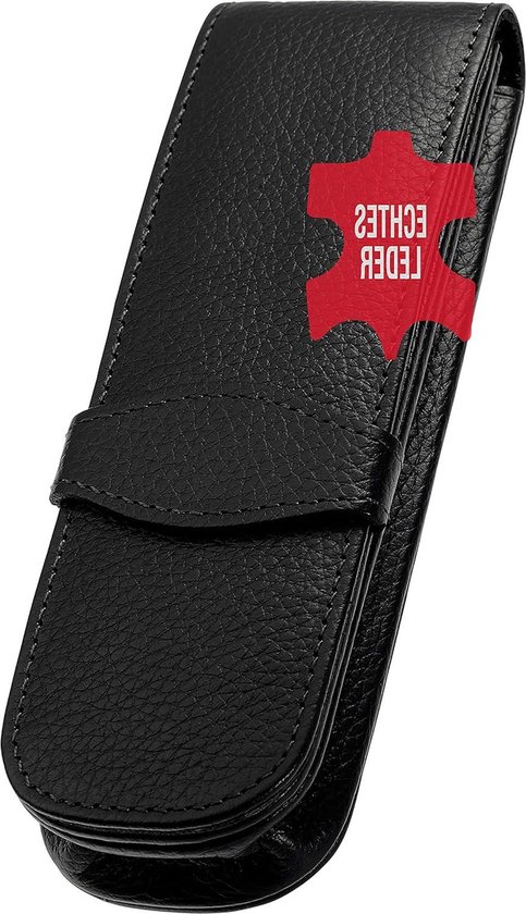 Alassio 2648 Pen Case For 3 Writing Instruments, Leather Case For Pens, Ballpoint Pens Or Fountain Pens, Leather Case With Clasp, Leather Writing