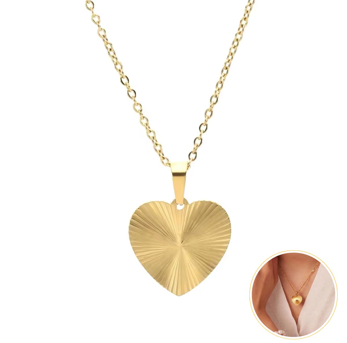 Borasi Hartjes Ketting | Goldplated | Goudkleurig | Halsketting Met Bedel | Dames Sieraden | Ketting |