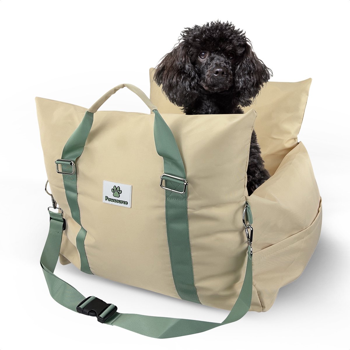 Pawsource Autostoel Hond – Hondenmand – Wasbaar – Antislip – Waterbestendig – Incl. Autogordel - L