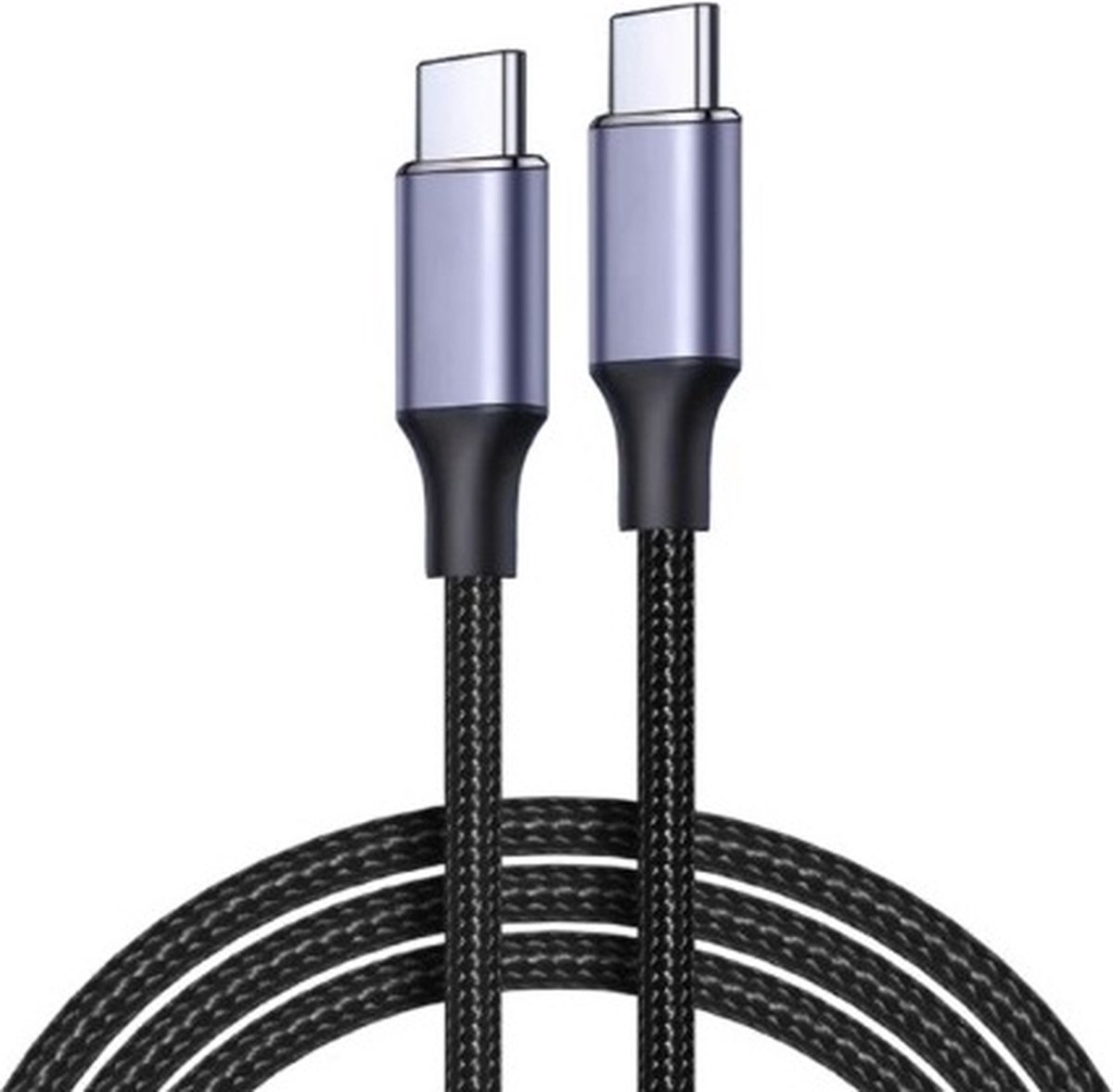 DrPhone USB C naar USB C Gevlochten Kabel - 3A - Snelle Oplaadkabel - Datakabel - Mannelijk naar Mannelijk - 1M to Male
