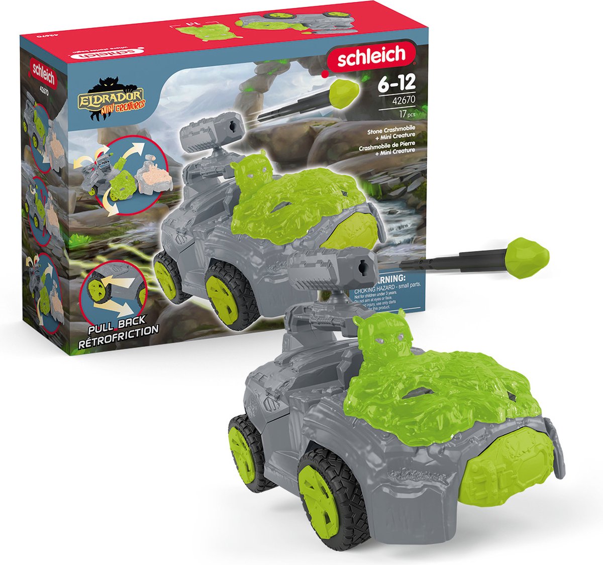 Schleich Eldrador Steen-crashmobiel: terugtrekmotor + vuurwapen