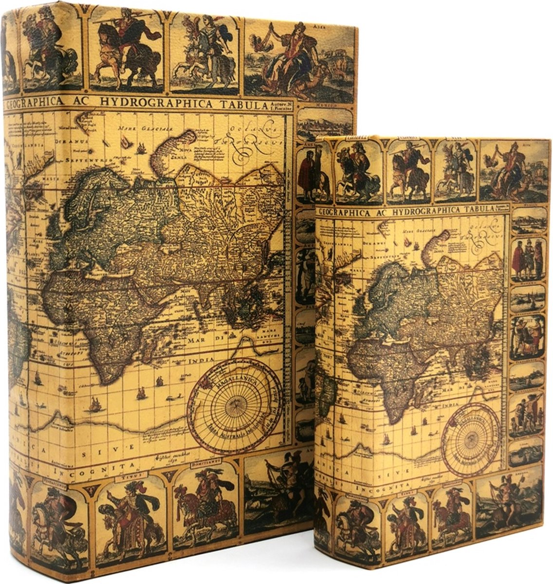 Boutique Trukado - Decoratief Opbergboek Antiek look Hydrographica - opbergdoos - Luxe uitvoering - set van 2stuks