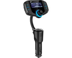 FM transmitter met Bluetooth - Draadloos - Wireless Auto Sigarettenaansteker | Micro TF SD Kaart - Geheugenkaart - AUX - Radio Carkit - Opladen USB aansluiting - Universeel Autolader met scherm - Handsfree Bellen en Media Muziek Streamen | BT70