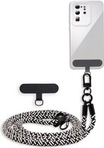 Cadorabo mobiele telefoonketting geschikt voor Oppo FIND X5 LITE / Reno7 5G in ZWART - WIT met verstelbaar riemkoord om om je nek te hangen