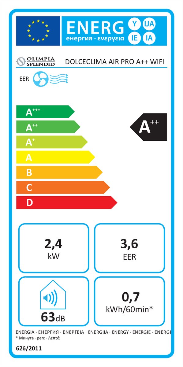 Olimpia Splendid Dolceclima 02143 Mobiele Airconditioner A++ - afbeelding 3