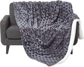 Homescapes Plaid polaire Gris foncé et revers sherpa, 160 x 200 cm