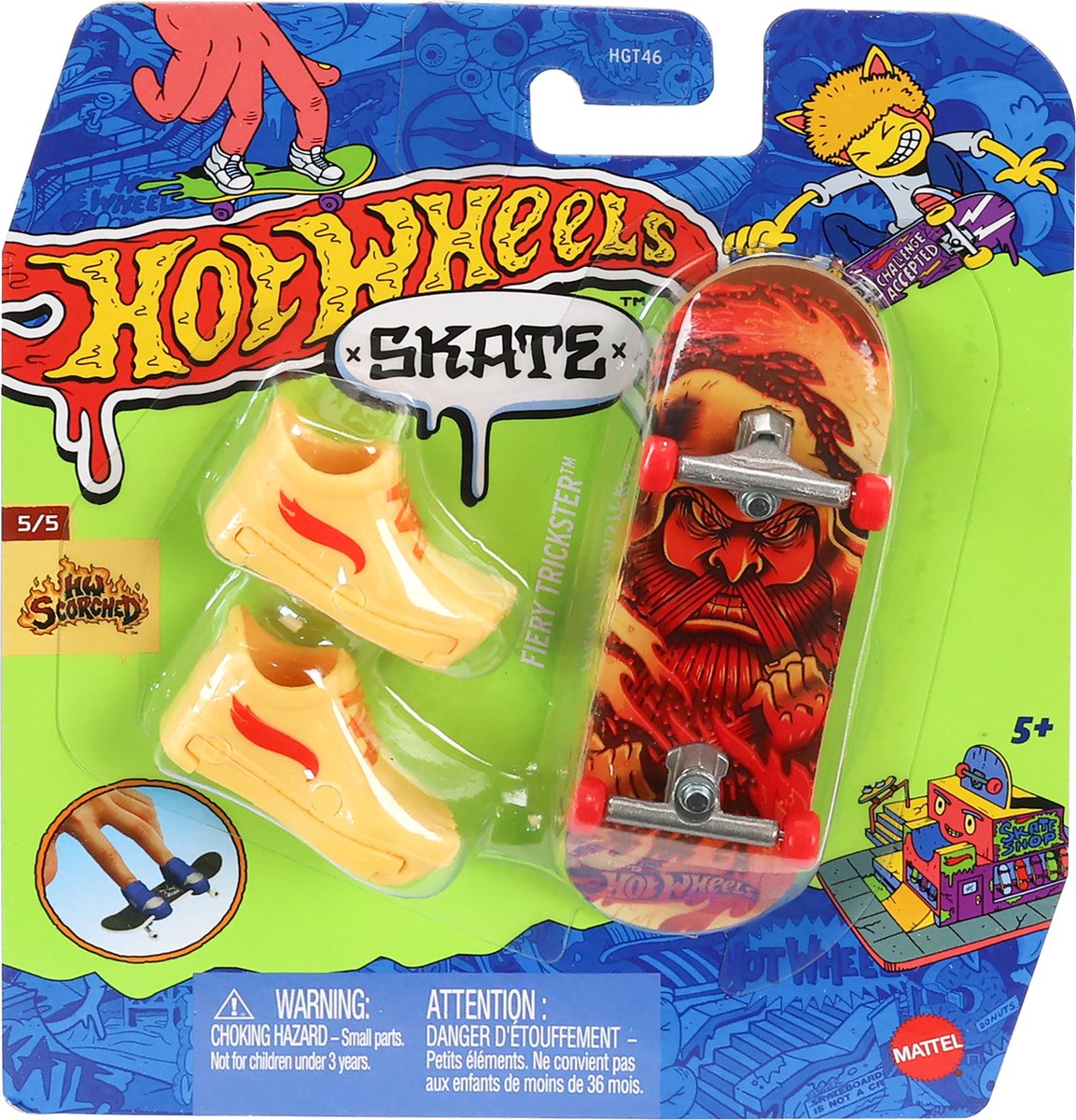 Hot Wheels Skate FIERY TRICKSTER Board, Vingerskateboardset, 5 jaar
