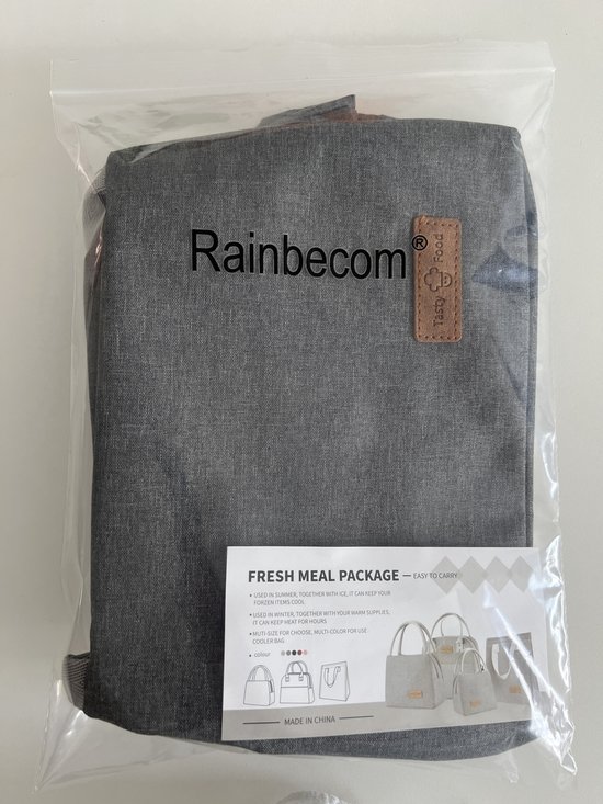 Rainbecom - Sacs isothermes - Sac à lunch - 19x27x16 cm - 7 litres - Grijs - Isolation - Polyester cationique 300D - Riem de poignée - Sac isotherme - Sac à lunch - Sac isotherme - Sac de pique-nique