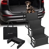 Navaris opvouwbare hondentrap 4 traptredes - Verstelbare hoogte - 107 x 76 x 47 cm - Met haak om aan auto te bevestigen - Met draagtas - Zwart