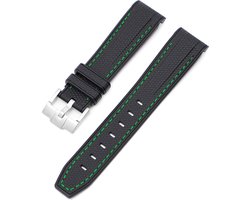 MoonSwatch - Omega - Swatch Mission on Earth - Rolex - SEIKO - Speedmaster - Rubberen horlogeband met perfecte pasvorm - 20mm - Zwart met groene streep