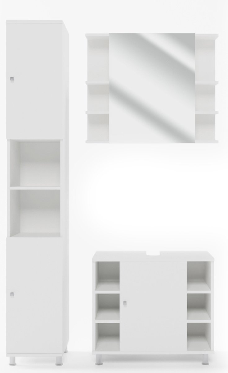 Vicco Fynn Badkamermeubel set – 3 delen, met hoge unit Wit