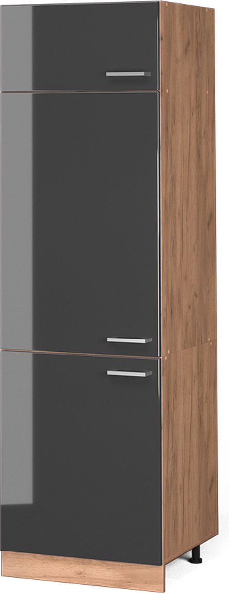 Vicco R-Line Koelkast ombouwkast – 60 cm Antraciet Hoogglans