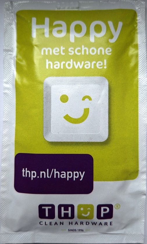 Foto: Happy met schone hardware clean hardware 100 stuks reinigingsdoekjes voor o a beeldschermen toetsenborden laptops tablets 100 stuks in neutrale doos thp