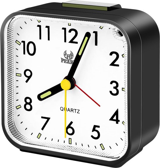 Analoge wekker, stil, niet tikken, met licht, herhaling, werkt op batterijen, luid alarm, licht, draagbaar, kleine stille reiswekker voor diepe slapers Analoge wekker, stil, niet tikken, met licht, herhaling, werkt op batterijen, luid alarm, licht, draagbaar, kleine stille reiswekker voor diepe slapers