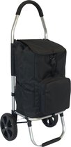 Dreamble® | Luxe Boodschappentrolley | Boodschappenwagen | Zwart | Extra Hoog (103cm) en groot (50 Liter) | Koelvak met rits | 2 ophanghaken | Extra grote wielen | Steekwagenfunctie | Opvouwbaar | Lichtgewicht | 4 extra vakken | Waterdichte Dikke Tas