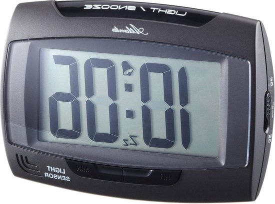 Atlanta 1879-7 Digital Alarm Clock, LCD Snooze, Noiseless, No Ticking, 3 Alarm Times, Black