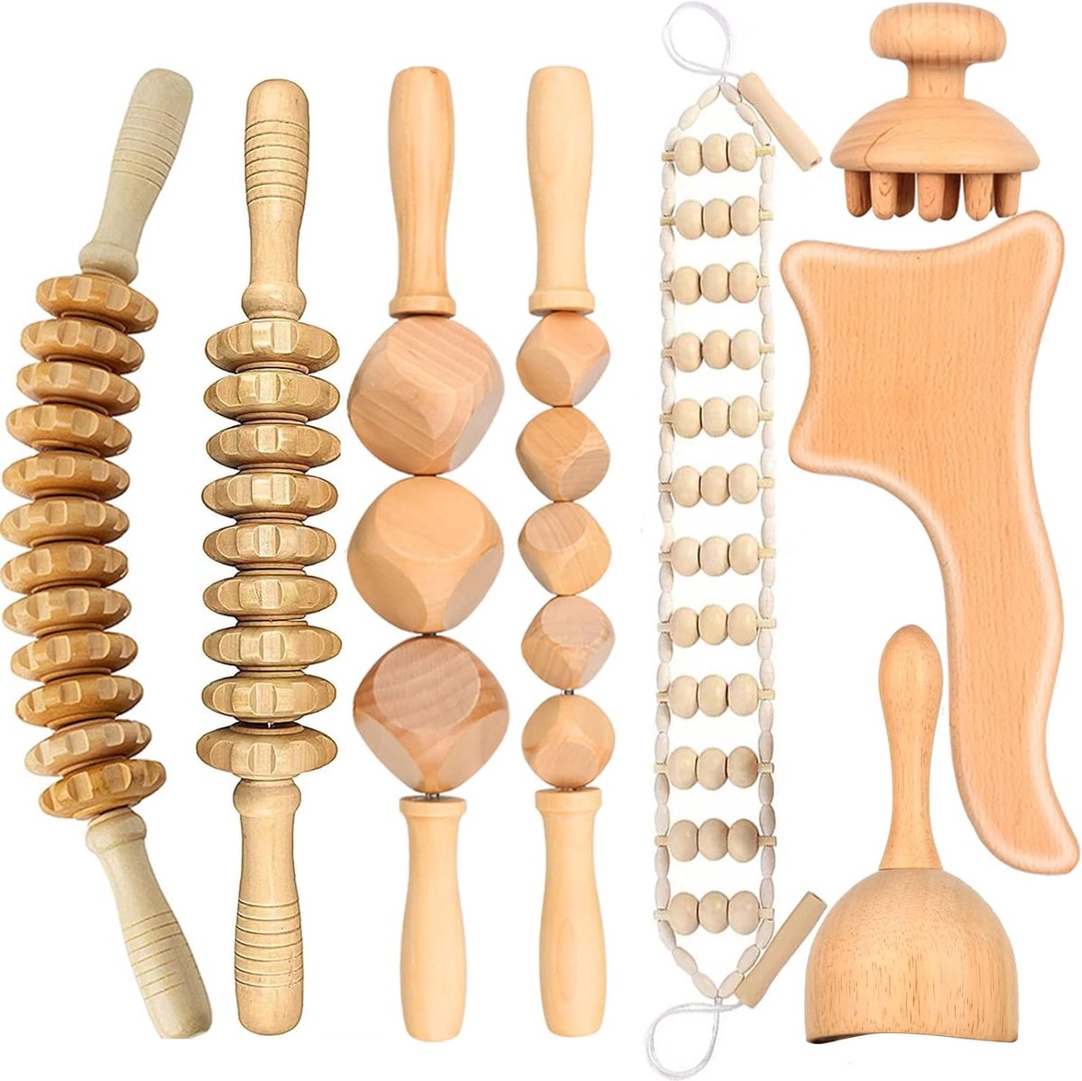 Goedkoopste Lexium Maderotherapie set - Madero - Massage roller - Houttherapie - Anti-cellulitis - Maderotherapie set massage - Massage hout
