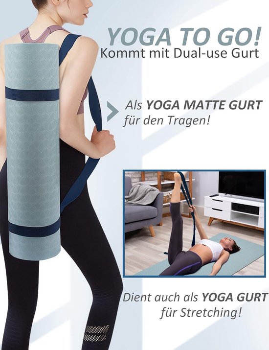 Antislip yogamat met draagriem - 6 - 8 mm dik - professionele sportmat fitnessmat - TPE pvc gymnastiekmat - thuis en buiten trainingsmat - workout van Avento — afbeelding 5