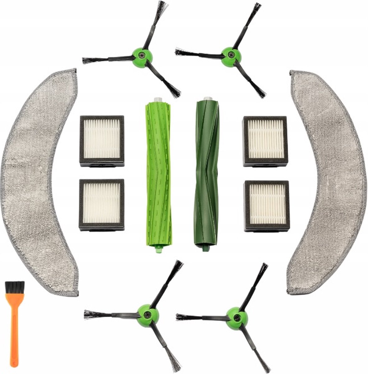 FILTER FILTERS MOP KIT vervanging voor iRobot Roomba COMBO J7 J7+ J9 J9+ PLUS - Inhoud verpakking: 4 stuks x zijborstels met schroeven 4 stuks x Hepa filters 2 stuks x walsborstels 2 stuks x mop 1 borstel - Hoogwaardige vervanging
