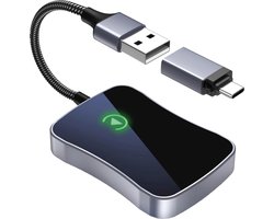 CoverMore Play Bluetooth Adapter geschikt voor Apple CarPlay - Draadloze Dongle Auto | Ontvanger Car Play - USB-A en USB-C - Nederlandse Interface - Geschikt Voor iPhone 15/14/13/12/11/X