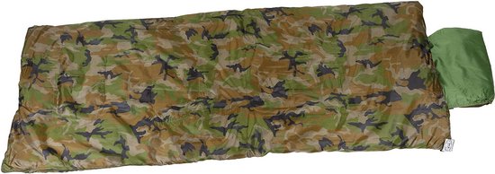 MFH Pilotenslaapzak - 2-laags - 215 x 75 cm - met geïntegreerde transportzak in hoofdgedeelte - woodland camouflage