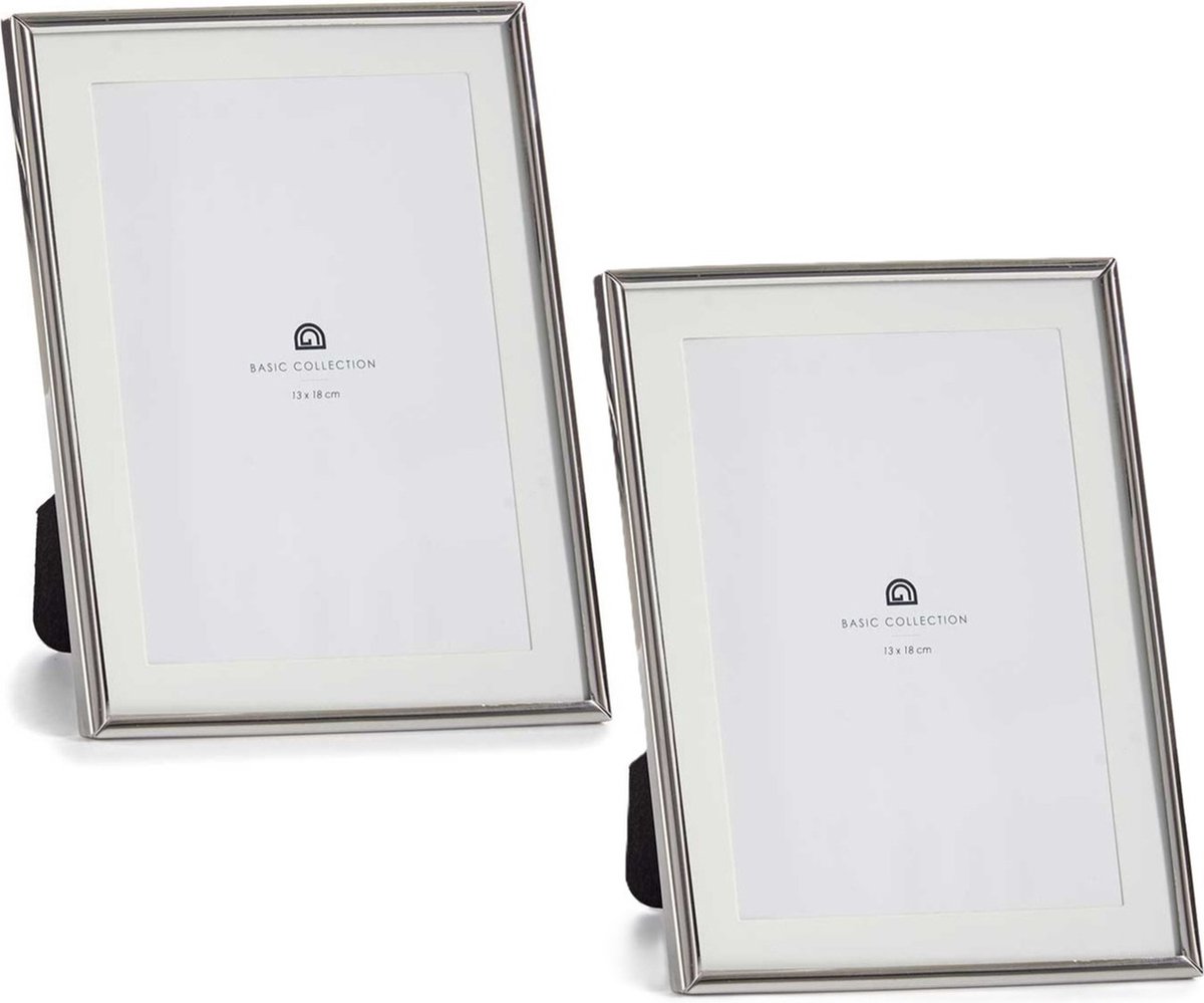 Giftdecor Fotolijstje voor 13 x 18 cm foto - 2x - zilver - metaal - frame 15 x 20 cm - passe partout