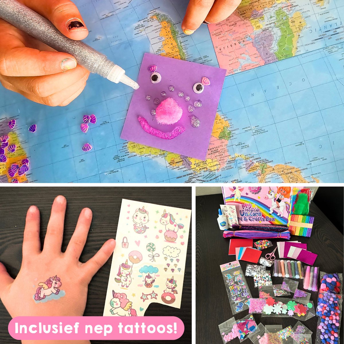 Allerion Glitter Knutseldoos Unicorn - 1043-delig Knutselpakket voor Kinderen - Creatief Speelgoed Meisjes & Jongens - Unicorn Cadeau - Met Lijm, Schaar, Stickers & Foam Vormpjes — afbeelding 12