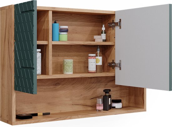 Vicco Irma spiegelkast 80 cm eiken/wit hoogglans Vicco Irma spiegelkast 80 cm eiken/wit hoogglans