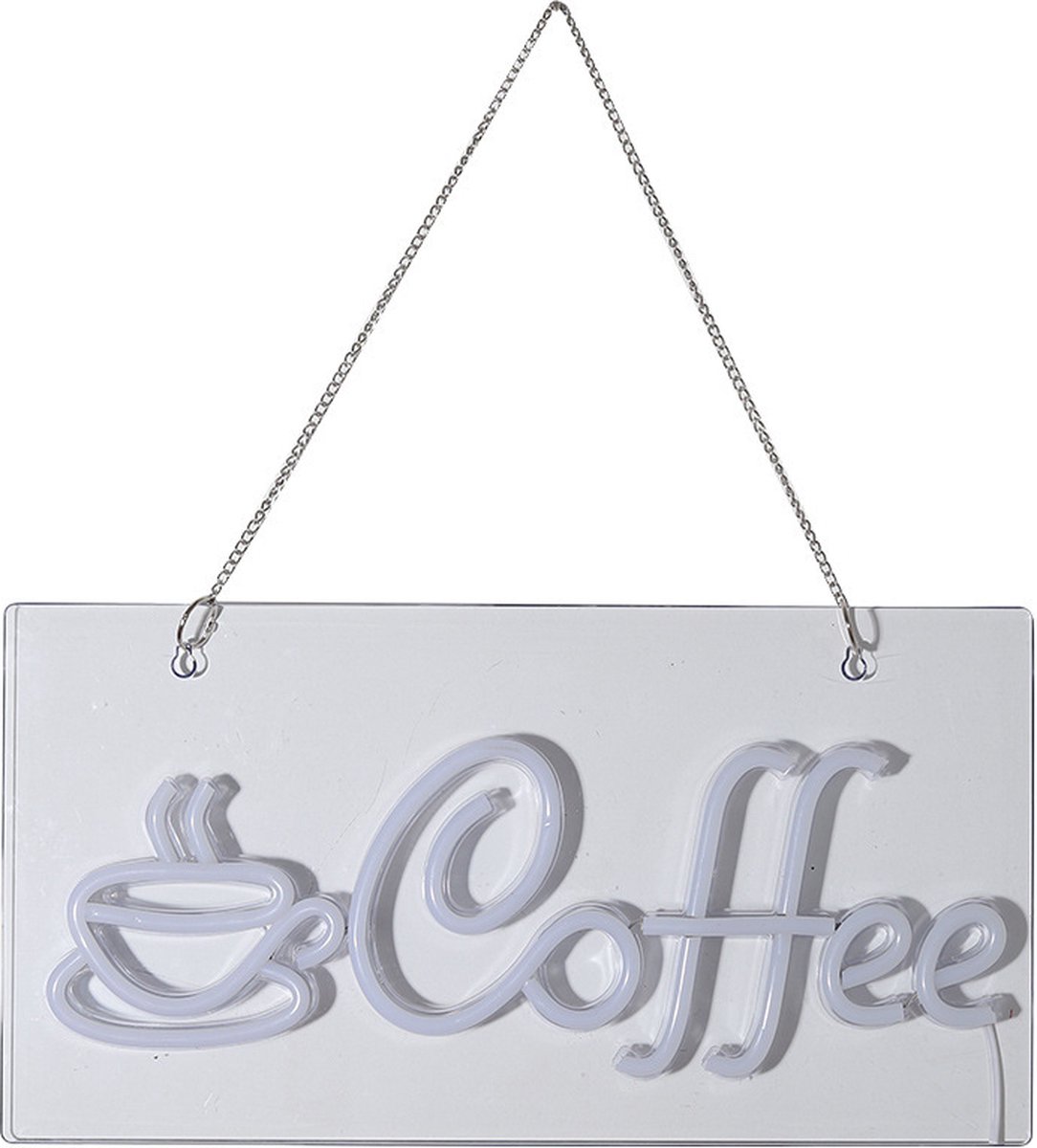 Neon Lamp - Koffie - Mok - Incl. Ophanghaakjes - Neon Sign -27 x 25 cm