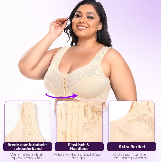 BH Push up femme fermeture devant - BH avec armatures - Taille M - Beige - BH Comfort - soutien-gorge post-opératoire - BH sans armatures - BH rembourré - BH -gorge invisible - Soutien- BH de maintien - Soutien-gorge femme