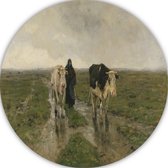 Veranderend weiland - Anton Mauve wandbord - Oude Meesters muurdecoratie rond - Wandbord Natuur - Muurdecoratie industrieel - Wandpaneel - Muurkunst muurcirkel forex 100x100 cm