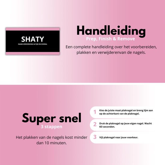 SHATY® Glue Nails Nail Art Set - Ongles à presser - Ongles artificiels - Faux Faux ongles - 240 Ongles en 24 couleurs - Lime à Limes à ongles grain 100/100, sélecteur et poussoir Diamond et Colle à ongles 10gr - Manuel (NL et ENG)